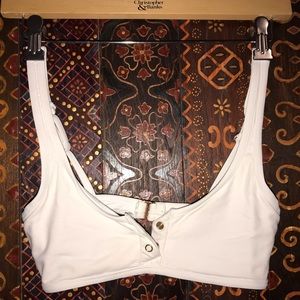 Tavik White Ribbed Sporty Bikini top